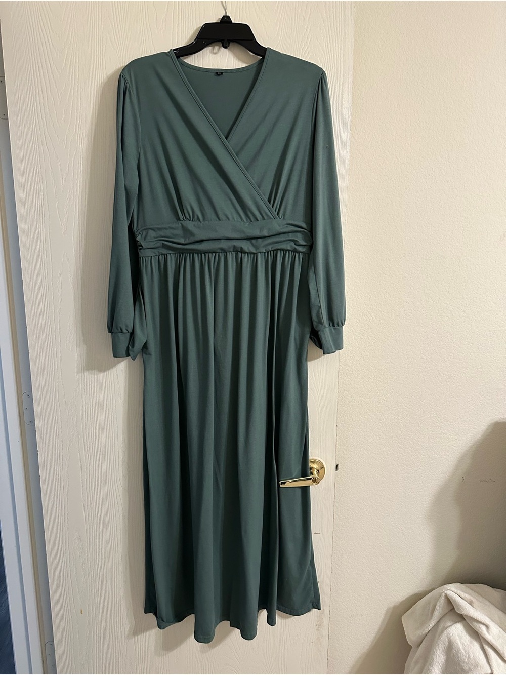 Maternity Long Sleeve Sage Green Wrap Maxi Dress NWOT